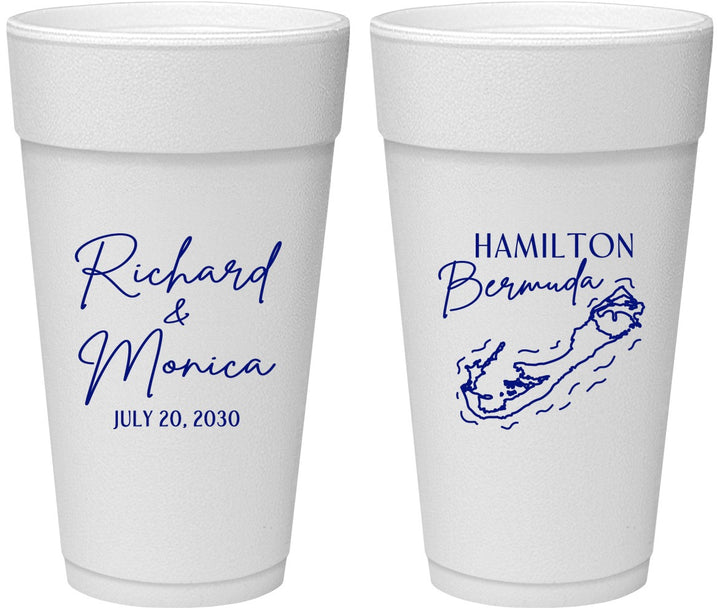 Personalized Wedding 24 oz Foam Cups - Bermuda | 512