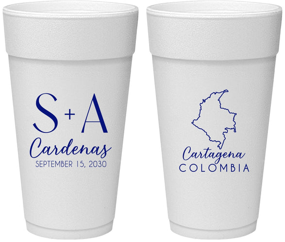 Personalized Wedding 24 oz Foam Cups - Colombia | 516