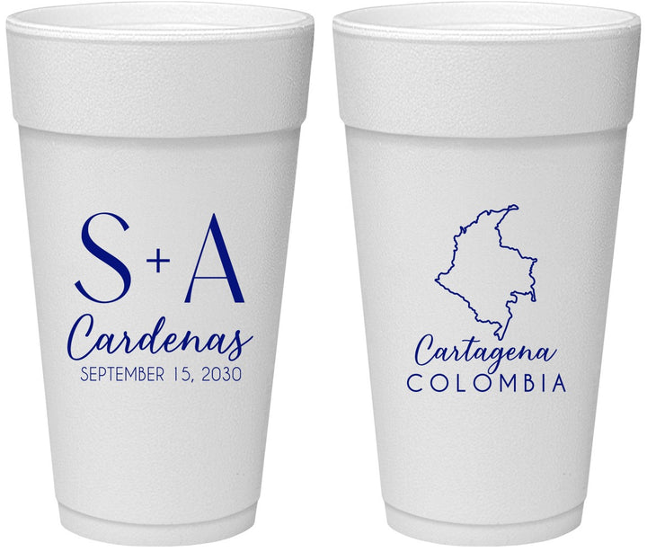 Personalized Wedding 24 oz Foam Cups - Colombia | 516