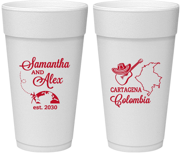 Personalized Wedding 24 oz Foam Cups - Colombia | 517
