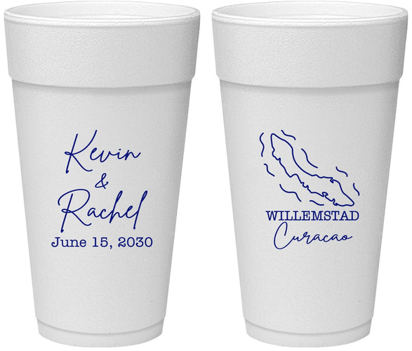 Personalized Wedding 24 oz Foam Cups - Curacao | 520