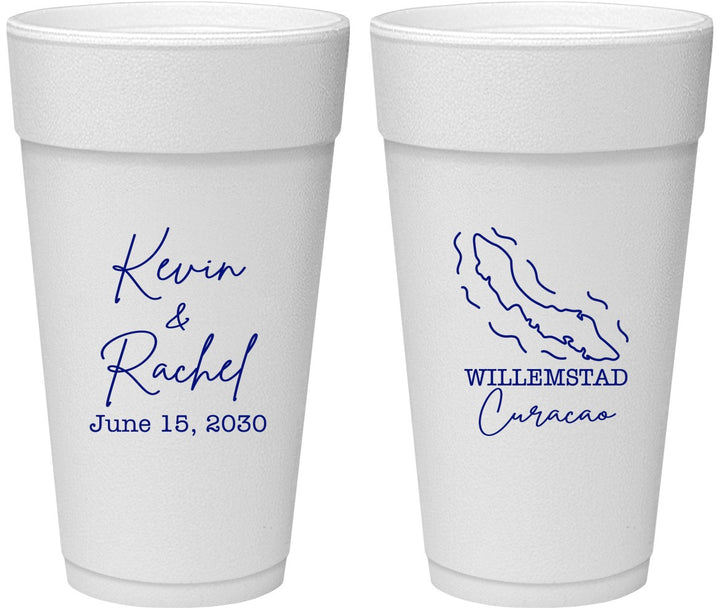 Personalized Wedding 24 oz Foam Cups - Curacao | 520