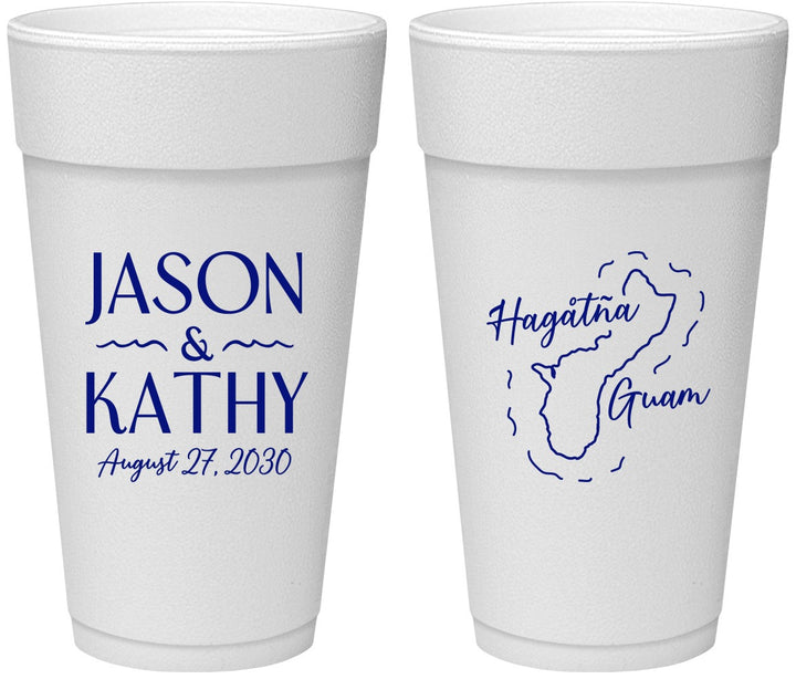 Personalized Wedding 24 oz Foam Cups - Guam | 526