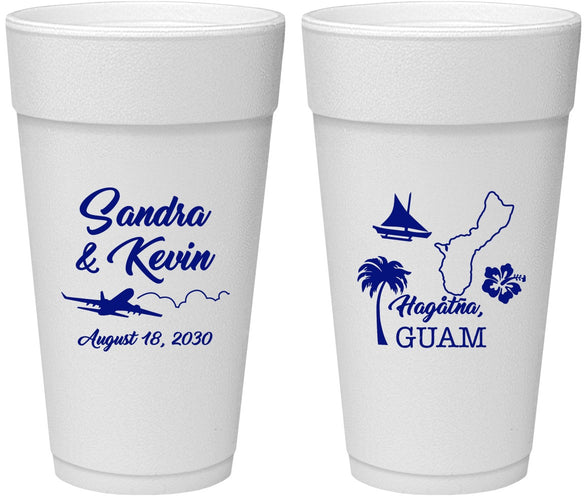 Personalized Wedding 24 oz Foam Cups - Guam | 527