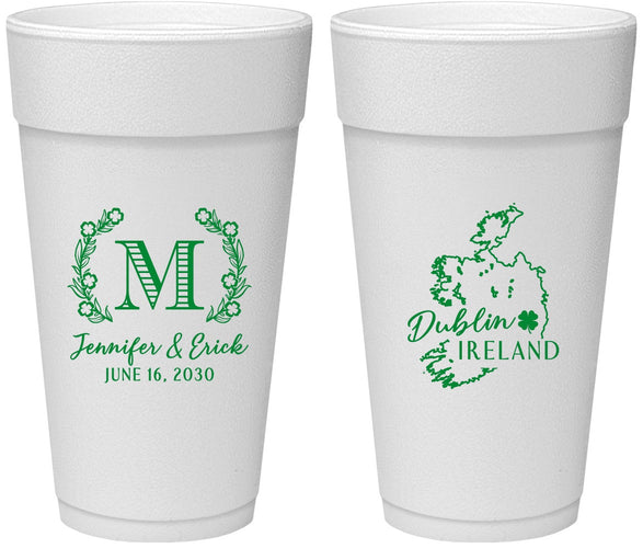 Personalized Wedding 24 oz Foam Cups - Ireland | 528