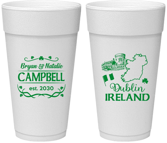 Personalized Wedding 24 oz Foam Cups - Ireland | 529