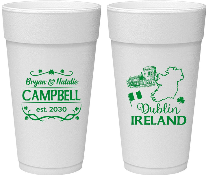 Personalized Wedding 24 oz Foam Cups - Ireland | 529