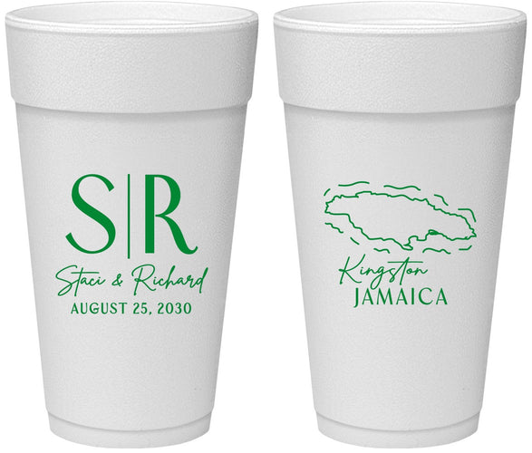 Personalized Wedding 24 oz Foam Cups - Jamaica | 530