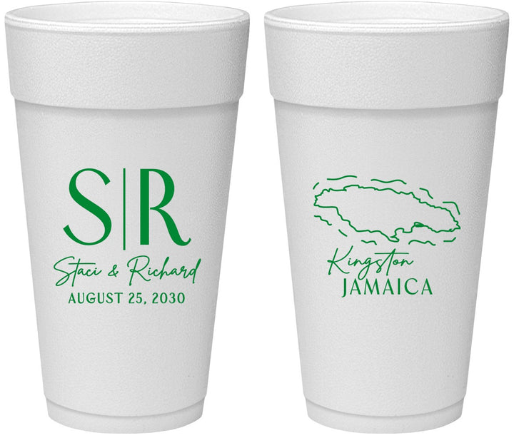 Personalized Wedding 24 oz Foam Cups - Jamaica | 530