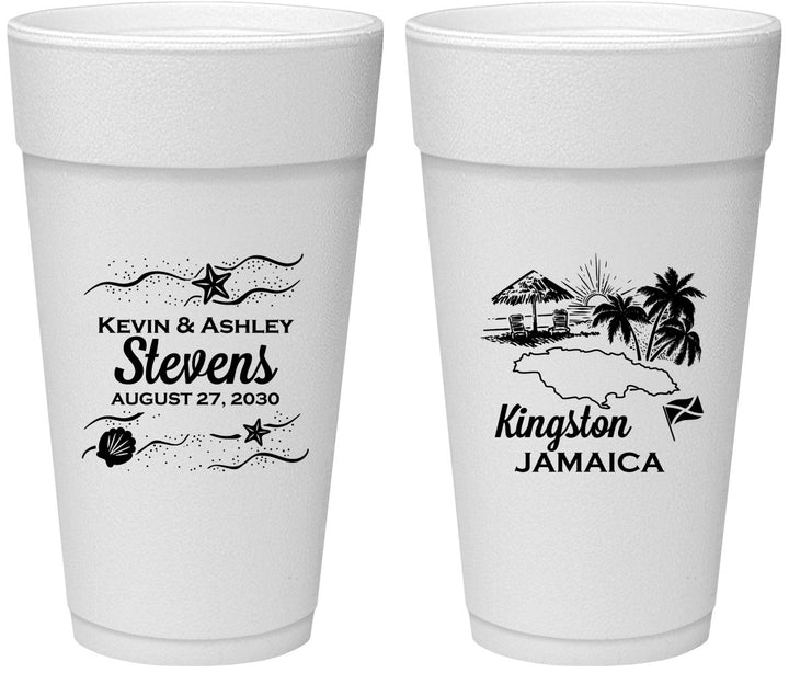 Personalized Wedding 24 oz Foam Cups - Jamaica | 531
