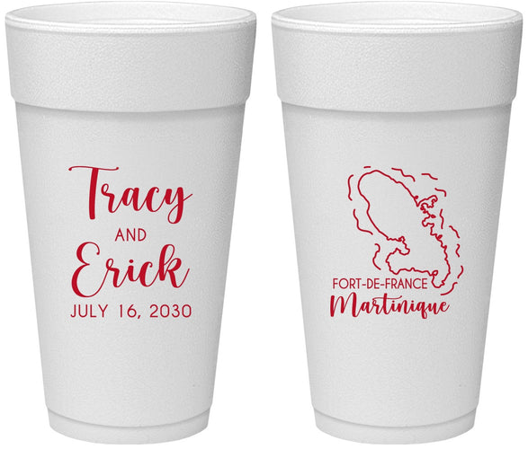 Personalized Wedding 24 oz Foam Cups - Martinique | 532
