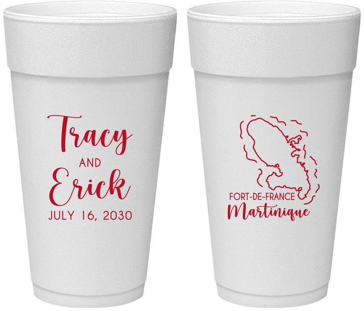 Personalized Wedding 24 oz Foam Cups - Martinique | 532