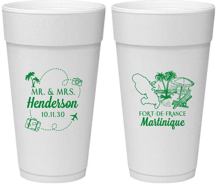Personalized Wedding 24 oz Foam Cups - Martinique | 533