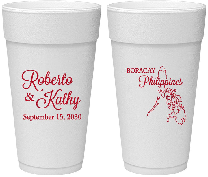 Personalized Wedding 24 oz Foam Cups - Philippines | 536