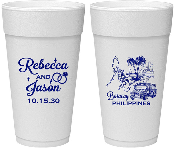 Personalized Wedding 24 oz Foam Cups - Philippines | 537