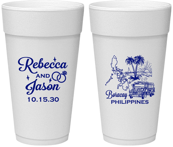 Personalized Wedding 24 oz Foam Cups - Philippines | 537