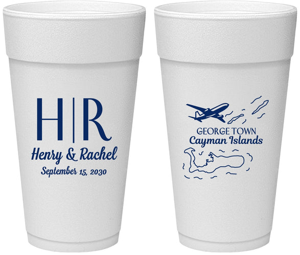 Personalized Wedding 24 oz Foam Cups - Cayman Island | 544