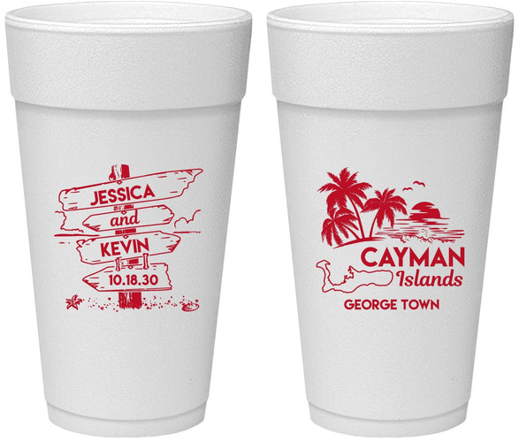 Personalized Wedding 24 oz Foam Cups - Cayman Island | 545