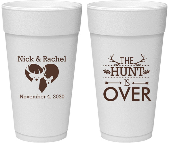 Personalized Wedding 24 oz Foam Cups - The Hunt Is Over | 554