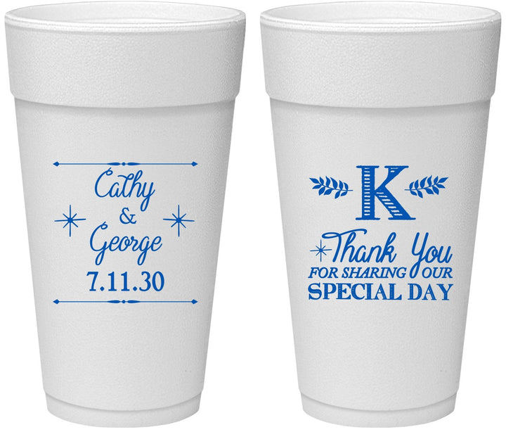 Personalized Wedding 24 oz Foam Cups - Monogram | 556