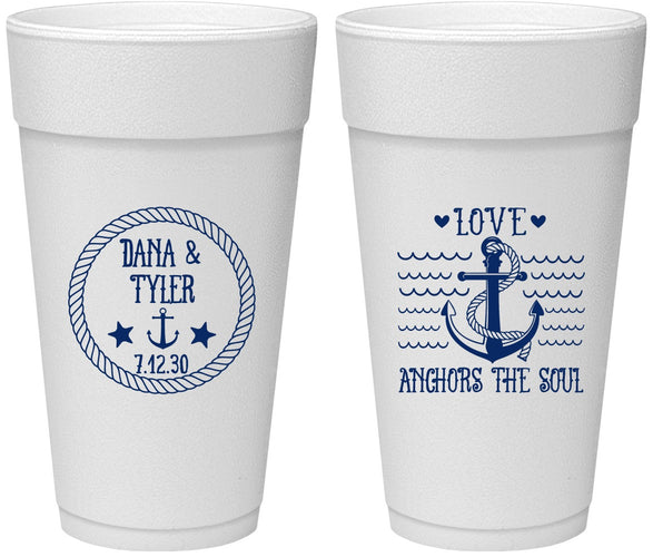 Personalized Wedding 24 oz Foam Cups - Anchor The Soul | 558