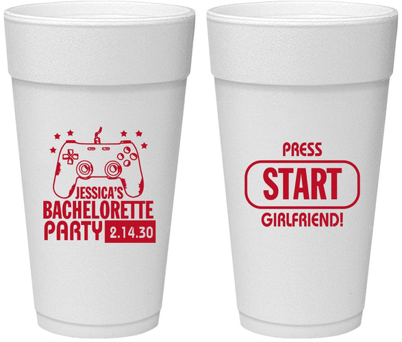 Personalized Bachelorette 24 oz Foam Cups - Video Games | 60009
