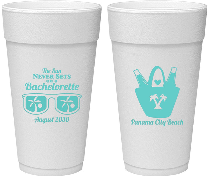 Personalized Bachelorette 24 oz Foam Cups - Beach | 60010
