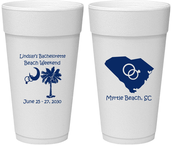 Personalized Bachelorette 24 oz Foam Cups - South Carolina | 60012