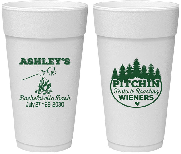 Personalized Bachelorette 24 oz Foam Cups - Camping | 60018