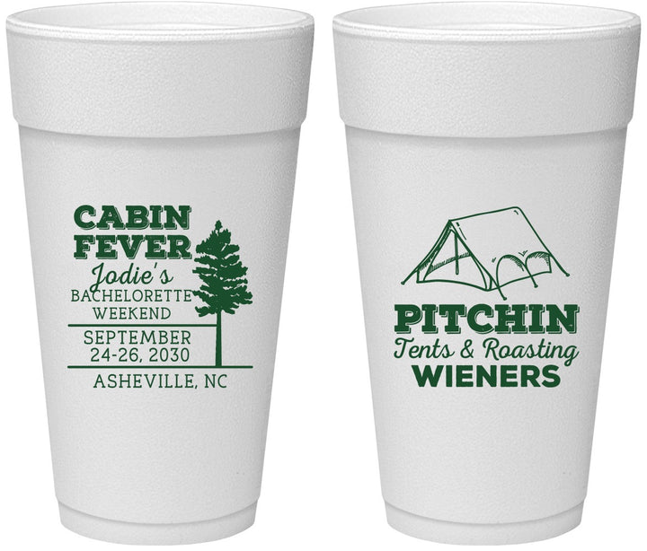 Personalized Bachelorette 24 oz Foam Cups - Camping | 60019