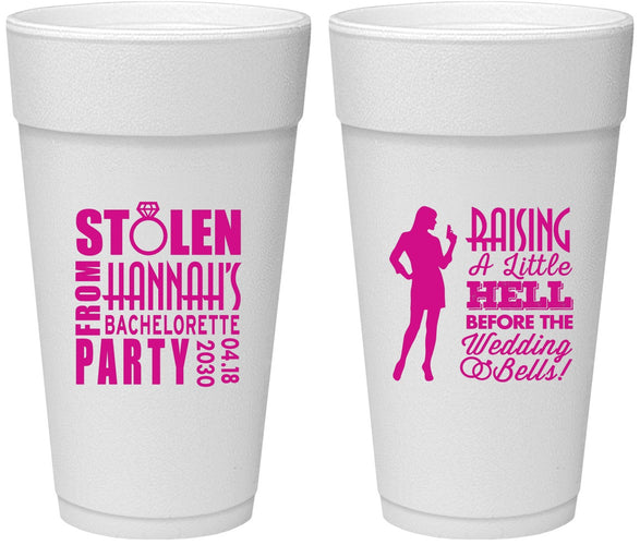 Personalized Bachelorette 24 oz Foam Cups - Raising A Little Hell | 60020