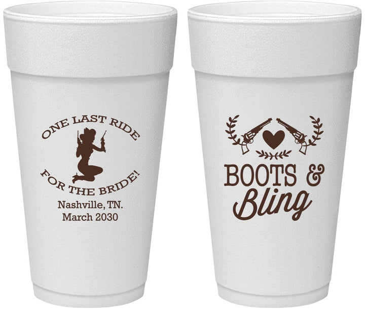 Personalized Bachelorette 24 oz Foam Cups - One Last Ride | 60024