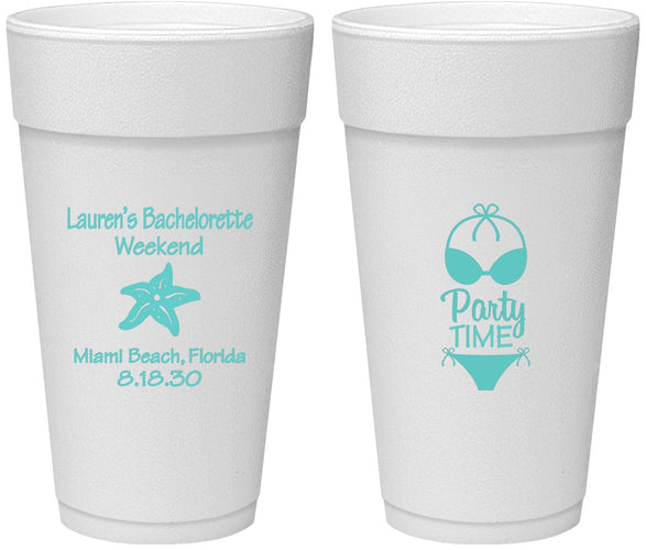 Personalized Bachelorette 24 oz Foam Cups - Bikini | 60027