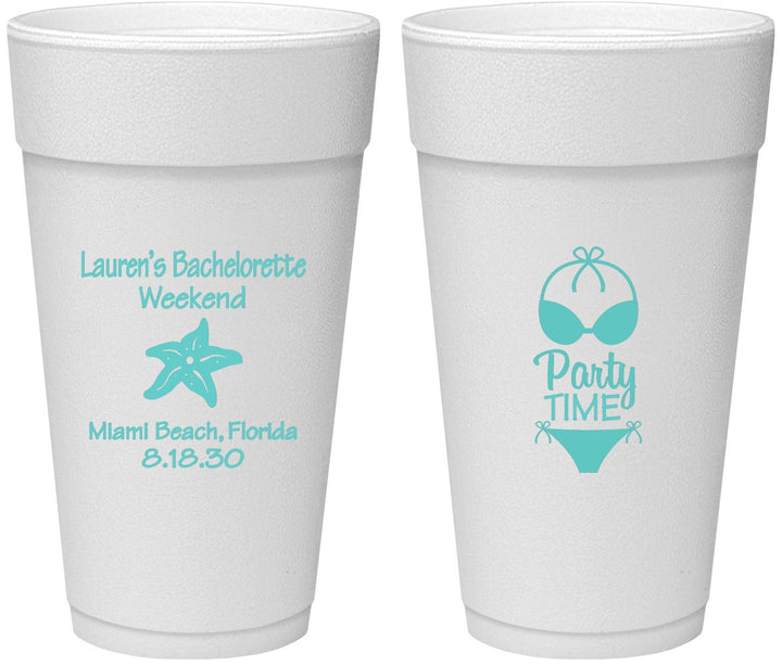 Personalized Bachelorette 24 oz Foam Cups - Bikini | 60027