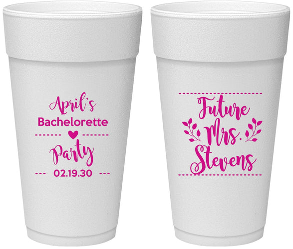 Personalized Bachelorette 24 oz Foam Cups - Future Mrs | 60037