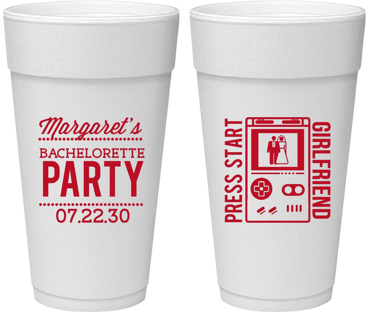 Personalized Bachelorette 24 oz Foam Cups - Video Games | 60039