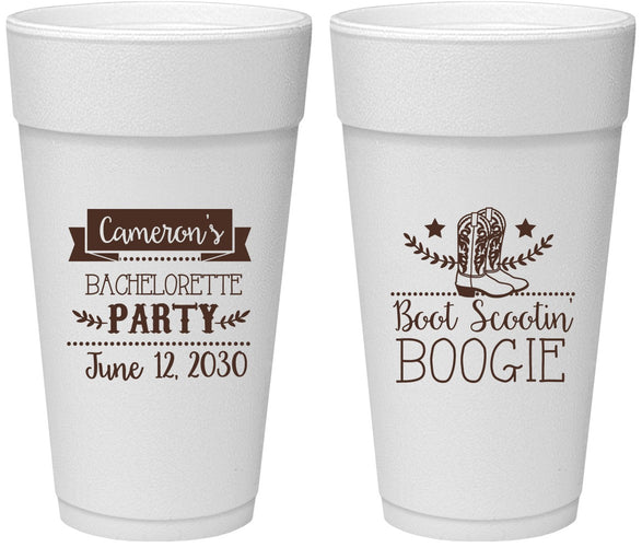 Personalized Bachelorette 24 oz Foam Cups - Cowgirl | 60040