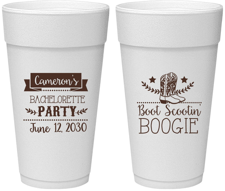 Personalized Bachelorette 24 oz Foam Cups - Cowgirl | 60040