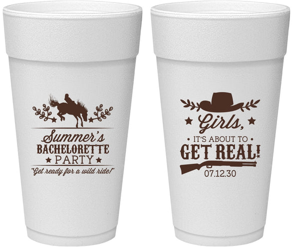 Personalized Bachelorette 24 oz Foam Cups - Its About To Get Real | 60043