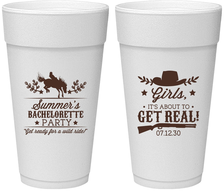 Personalized Bachelorette 24 oz Foam Cups - Its About To Get Real | 60043
