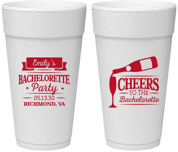 Personalized Bachelorette 24 oz Foam Cups - Cheers | 60052