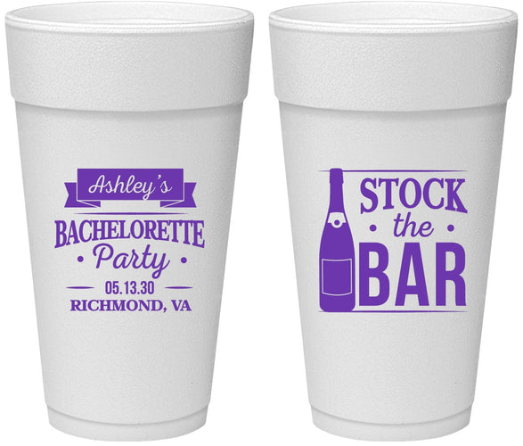 Personalized Bachelorette 24 oz Foam Cups - Stock The Bar | 60053