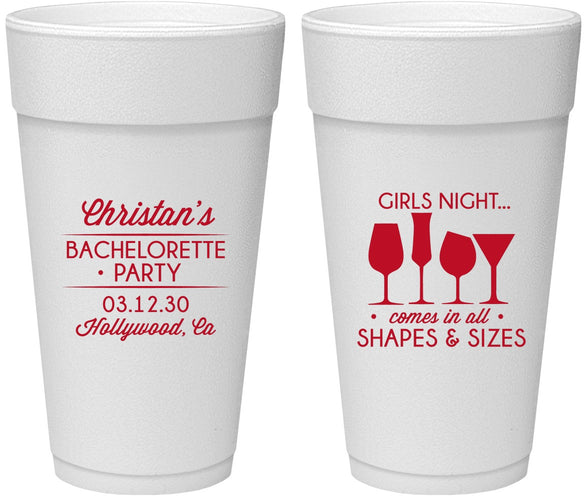 Personalized Bachelorette 24 oz Foam Cups - Girls Night | 60054
