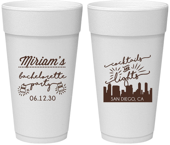 Personalized Bachelorette 24 oz Foam Cups - San Diego | 60067