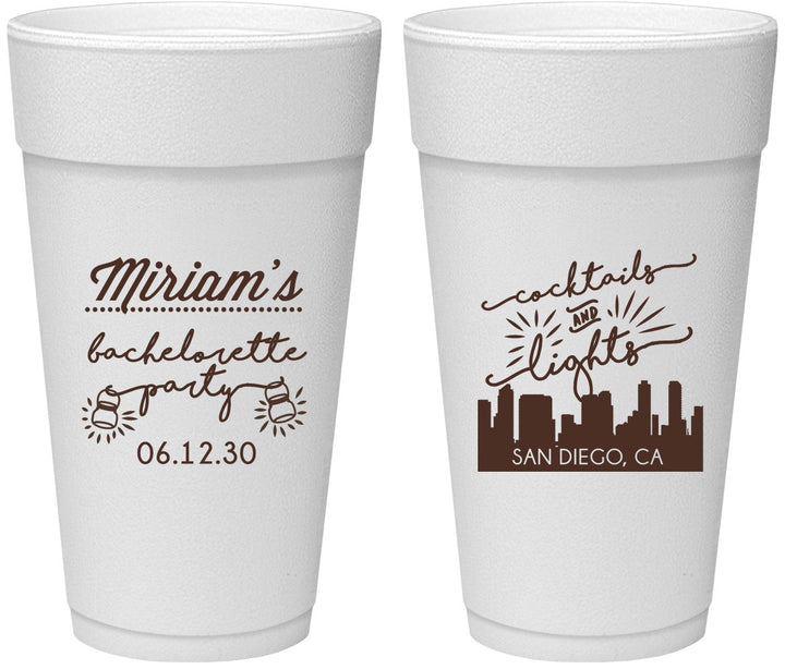 Personalized Bachelorette 24 oz Foam Cups - San Diego | 60067