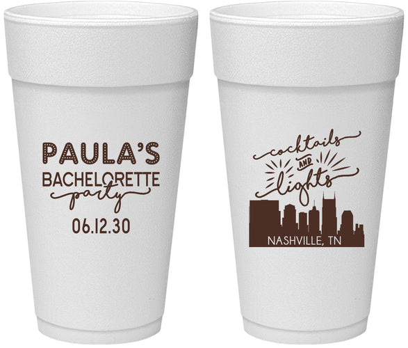 Personalized Bachelorette 24 oz Foam Cups - Nashville | 60068