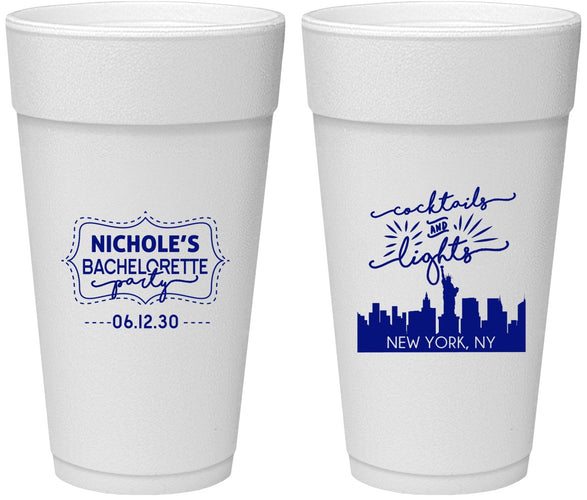 Personalized Bachelorette 24 oz Foam Cups - New York | 60069