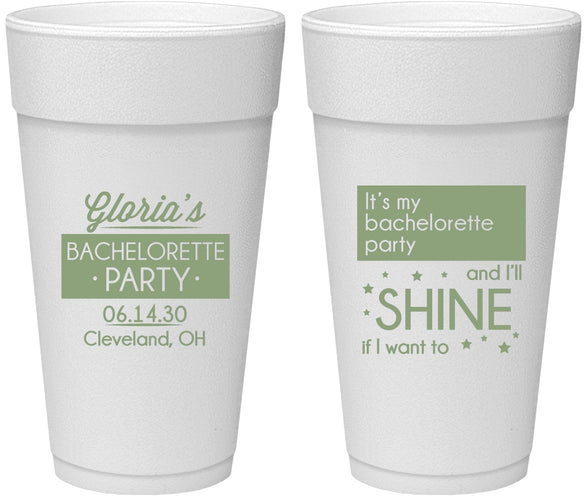 Personalized Bachelorette 24 oz Foam Cups - Shine | 60080