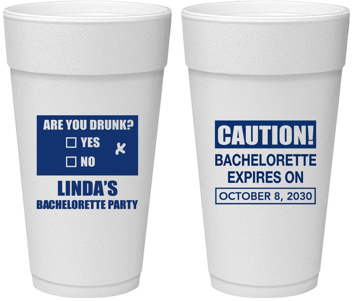 Personalized Bachelorette 24 oz Foam Cups - Caution | 60082