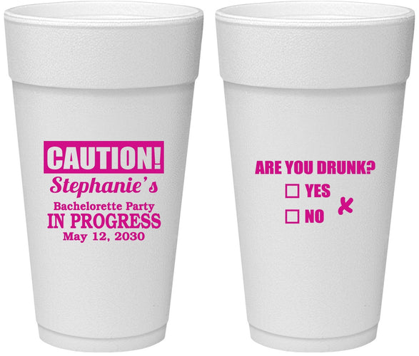 Personalized Bachelorette 24 oz Foam Cups - Drunk Yes Or No | 60083